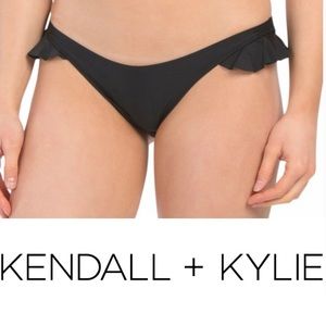 Kendall + Kylie Ruffle Bikini Bottom Black XL NWT $120